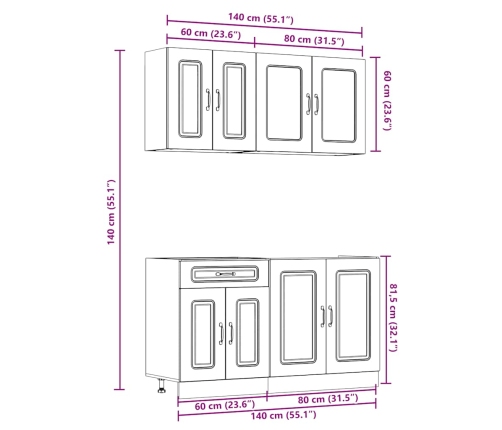 Mueble de cocina Kalmar blanco 4 piezas madera contrachapada