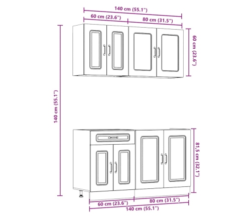 Mueble cocina Kalmar blanco de alto brillo 4 pzas