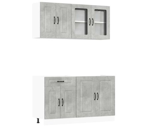 Mueble cocina Kalmar gris hormigón 4 pzas madera contrachapada