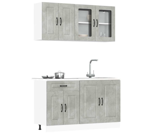 Mueble cocina Kalmar gris hormigón 4 pzas madera contrachapada