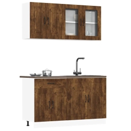 Mueble cocina Kalmar roble ahumado 4 pzas madera contrachapada