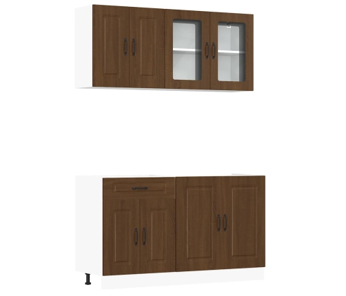 Mueble cocina Kalmar roble marrón 4 pzas madera contrachapada