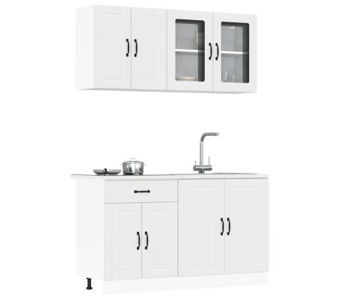 Mueble de cocina Kalmar blanco 4 piezas madera contrachapada