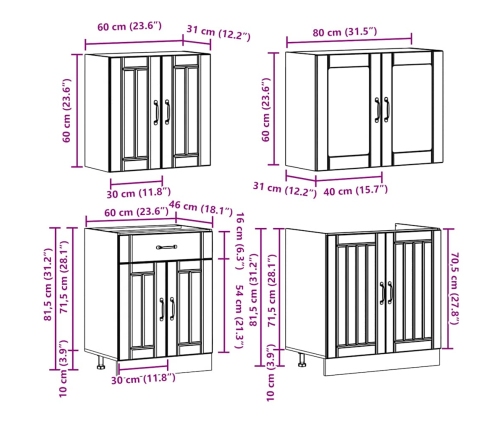 Mueble de cocina Kalmar negra 4 piezas madera contrachapada