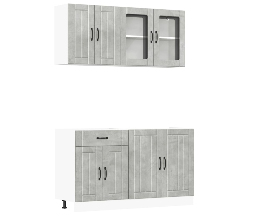 Mueble cocina Kalmar gris hormigón 4 pzas madera contrachapada