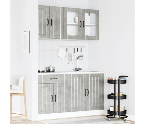 Mueble cocina Kalmar gris hormigón 4 pzas madera contrachapada