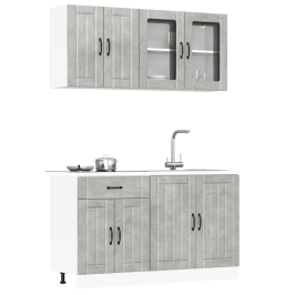 Mueble cocina Kalmar gris hormigón 4 pzas madera contrachapada