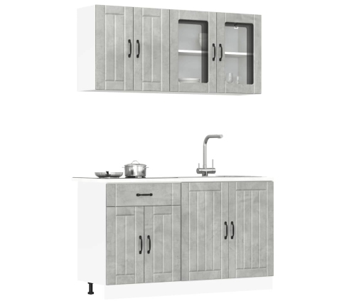 Mueble cocina Kalmar gris hormigón 4 pzas madera contrachapada