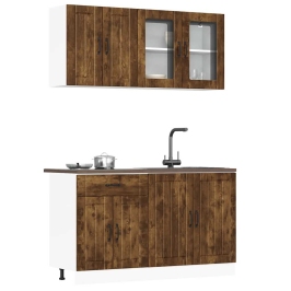 Mueble cocina Kalmar roble ahumado 4 pzas madera contrachapada