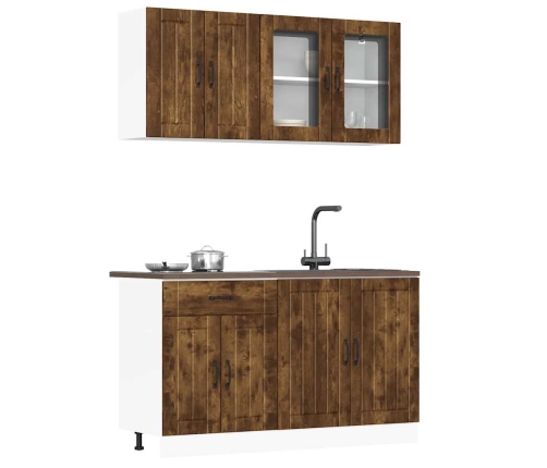 Mueble cocina Kalmar roble ahumado 4 pzas madera contrachapada