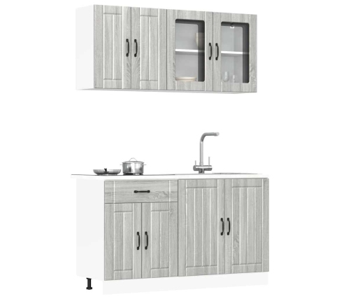 Mueble cocina Kalmar sonoma gris 4 pzas madera contrachapada