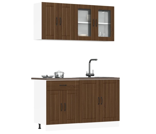 Mueble cocina Kalmar roble marrón 4 pzas madera contrachapada