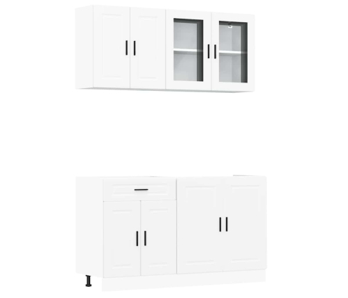 Mueble de cocina Kalmar blanco 4 piezas madera contrachapada