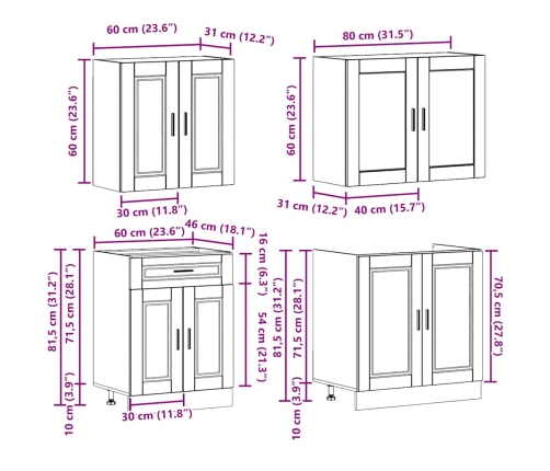 Mueble de cocina Kalmar blanco 4 piezas madera contrachapada