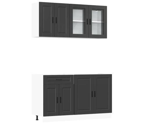 Mueble de cocina Kalmar negra 4 piezas madera contrachapada