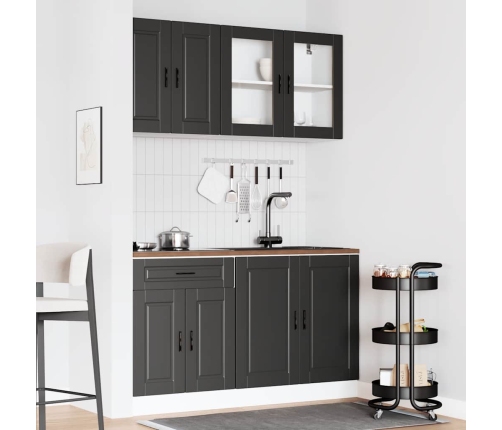 Mueble de cocina Kalmar negra 4 piezas madera contrachapada