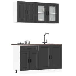 Mueble de cocina Kalmar negra 4 piezas madera contrachapada