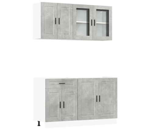 Mueble cocina Kalmar gris hormigón 4 pzas madera contrachapada