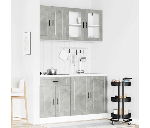 Mueble cocina Kalmar gris hormigón 4 pzas madera contrachapada