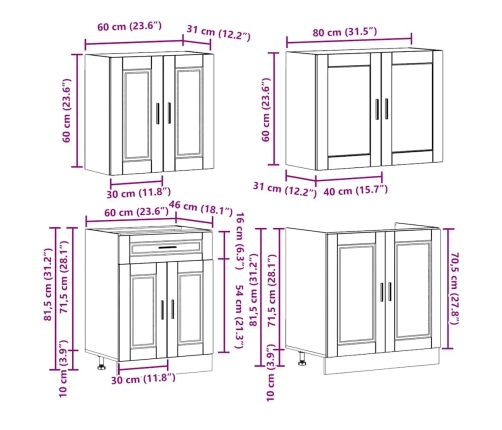 Mueble cocina Kalmar gris hormigón 4 pzas madera contrachapada