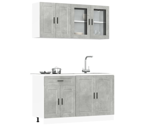 Mueble cocina Kalmar gris hormigón 4 pzas madera contrachapada