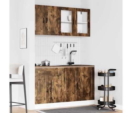 Mueble cocina Kalmar roble ahumado 4 pzas madera contrachapada