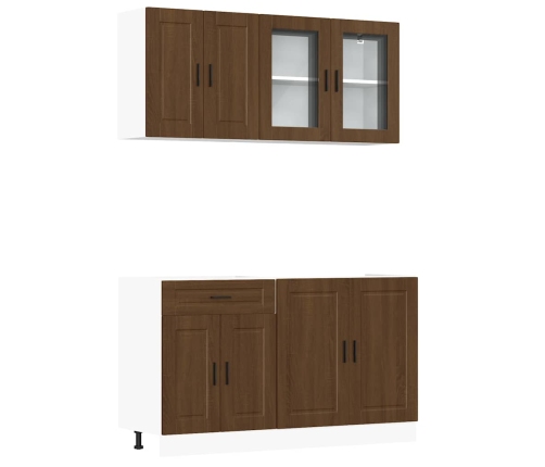 Mueble cocina Kalmar roble marrón 4 pzas madera contrachapada