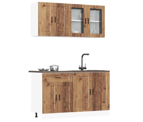 Mueble cocina Kalmar madera vieja 4 pzas madera contrachapada