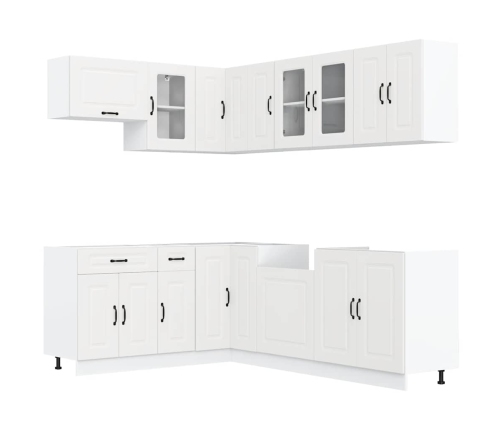 Mueble de cocina Kalmar blanco 11 piezas madera contrachapada