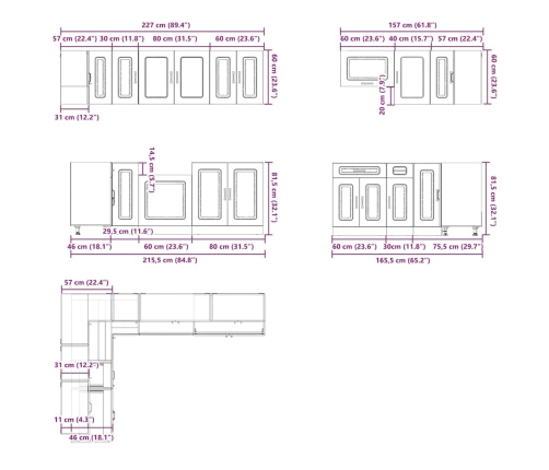 Mueble de cocina Kalmar blanco 11 piezas madera contrachapada