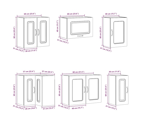 Mueble de cocina Kalmar blanco 11 piezas madera contrachapada