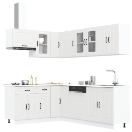 Mueble de cocina Kalmar blanco 11 piezas madera contrachapada