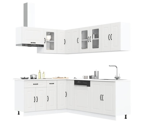 Mueble de cocina Kalmar blanco 11 piezas madera contrachapada