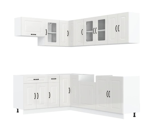 Mueble cocina Kalmar blanco brillo 11 pzas madera contrachapada