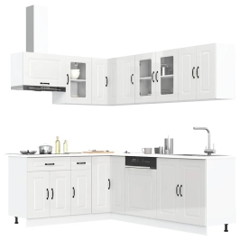 Mueble cocina Kalmar blanco brillo 11 pzas madera contrachapada