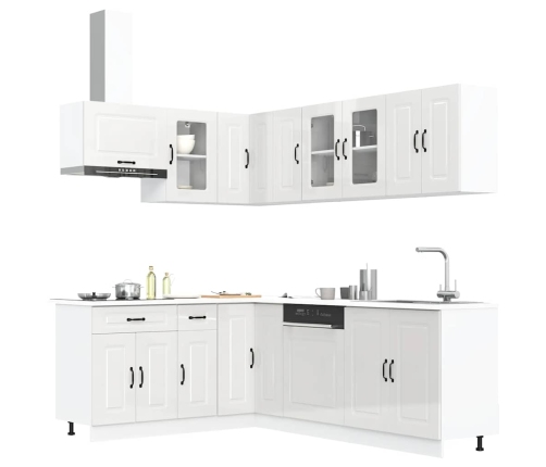 Mueble cocina Kalmar blanco brillo 11 pzas madera contrachapada