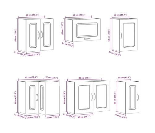 Mueble cocina Kalmar gris hormigón 11 pzas madera contrachapada