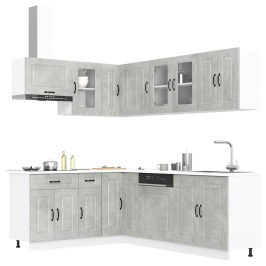 Mueble cocina Kalmar gris hormigón 11 pzas madera contrachapada