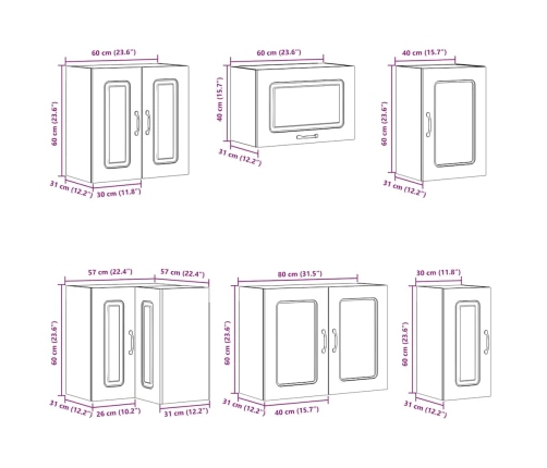 Mueble cocina Kalmar roble ahumado 11 pzas madera contrachapada