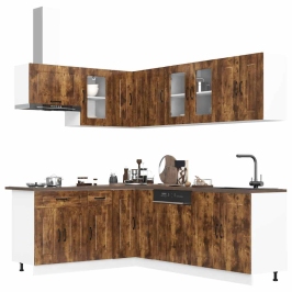 Mueble cocina Kalmar roble ahumado 11 pzas madera contrachapada