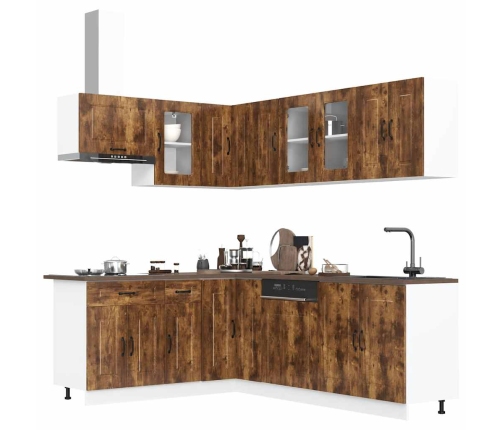 Mueble cocina Kalmar roble ahumado 11 pzas madera contrachapada