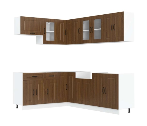 Mueble cocina Kalmar roble marrón 11 pzas madera contrachapada