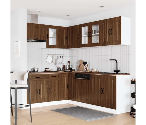 Mueble cocina Kalmar roble marrón 11 pzas madera contrachapada