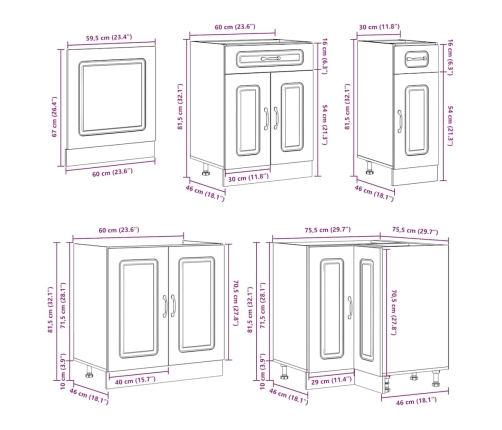 Mueble cocina Kalmar roble marrón 11 pzas madera contrachapada