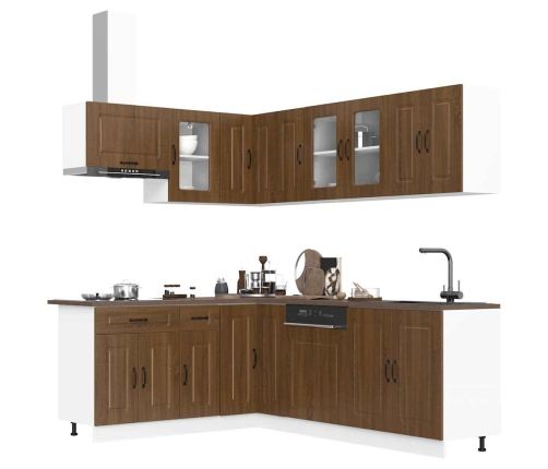 Mueble cocina Kalmar roble marrón 11 pzas madera contrachapada