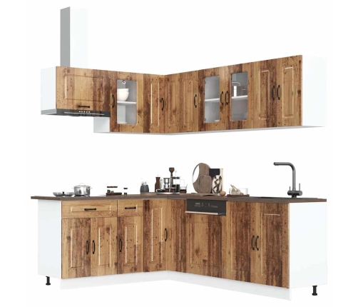 Mueble cocina Kalmar madera vieja 11 pzas madera contrachapada