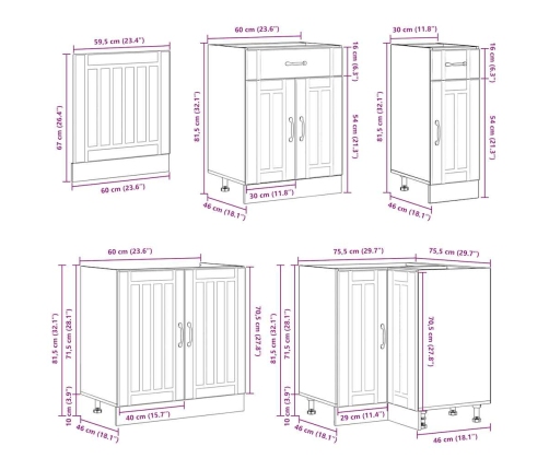 Mueble de cocina Lucca blanco 11 piezas madera contrachapada