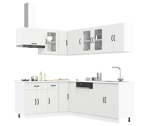 Mueble de cocina Lucca blanco 11 piezas madera contrachapada