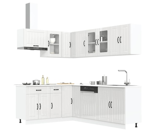 Mueble cocina Lucca blanco brillo 11 pzas madera contrachapada