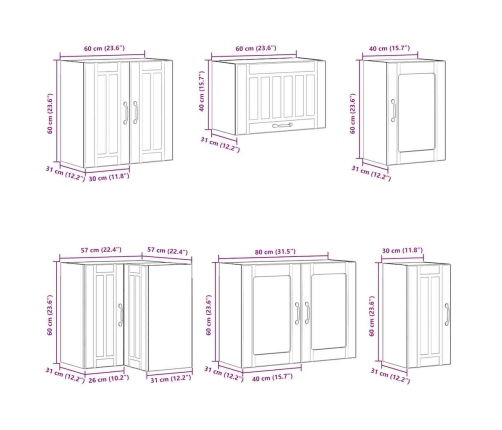 Mueble cocina Lucca roble sonoma 11 pzas madera contrachapada